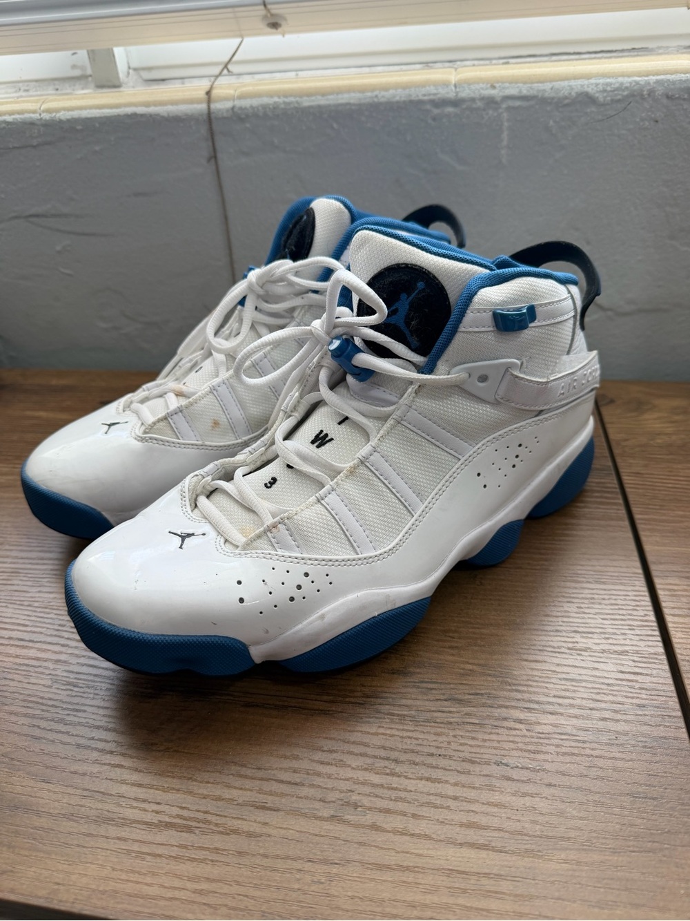 Nike Air Jordan 6 Rings White Blue Basketball Shoes Men’s Size 10.5